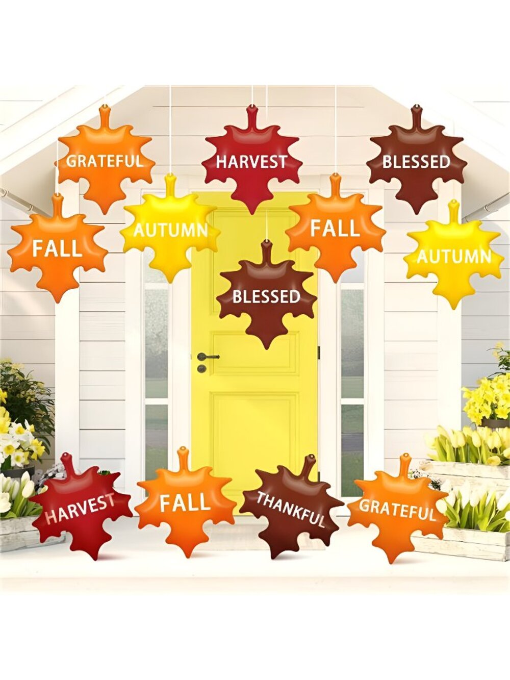 12 Pieces 14 Inch Thanksgiving Fall Inflatable Maple Leaf Outdoor